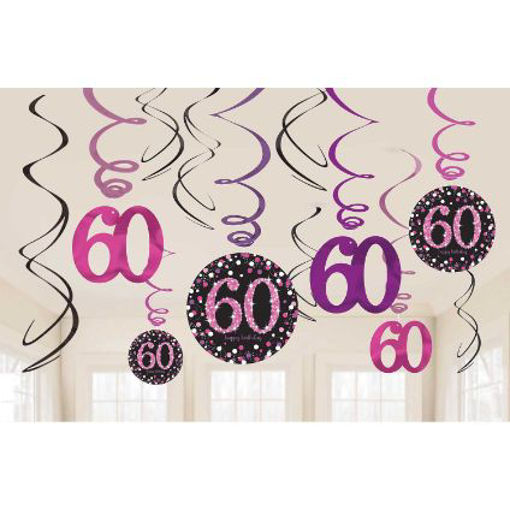 Picture of 60TH PINK CELEBRATION SWIRL DECORATIONS